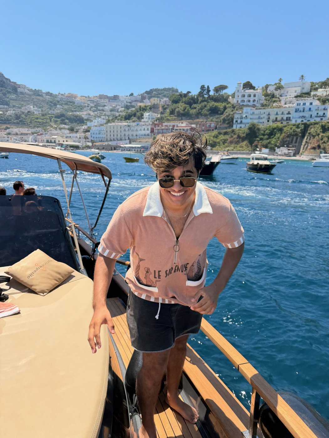 On a boat on the Amalfi Coast